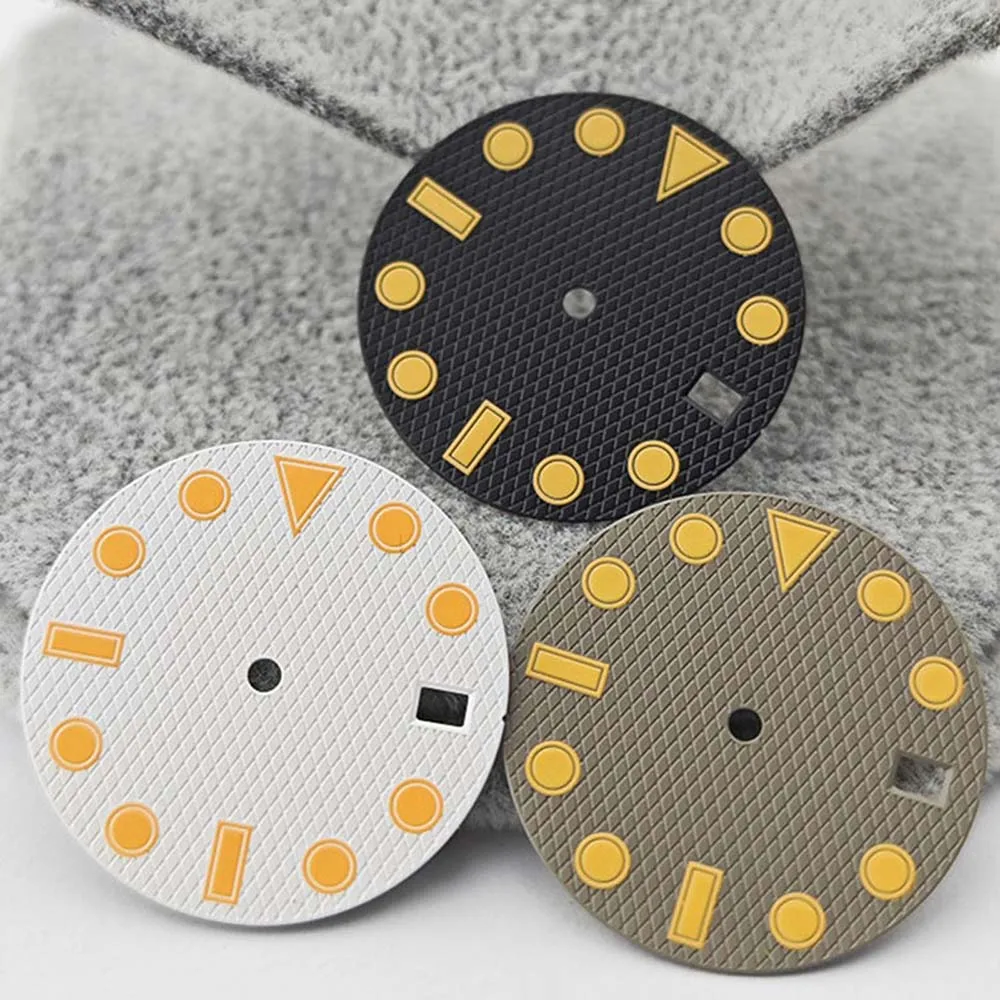 

28.5MM Watch Dial, Green Luminous Dial NH35, for NH35 Movement, Single Calendar Vintage Watch Face Modified Accessories