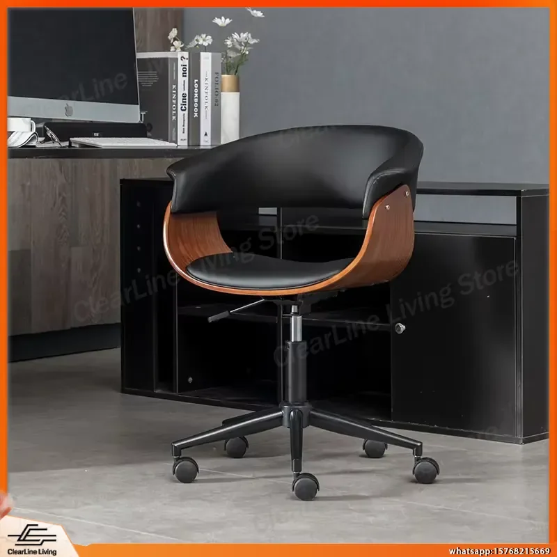 

Light Luxury Gaming Chair Office Computer Chair Solid Wood Leather Swivel Chair Adjustable Height Ergonomic Desk Chair with