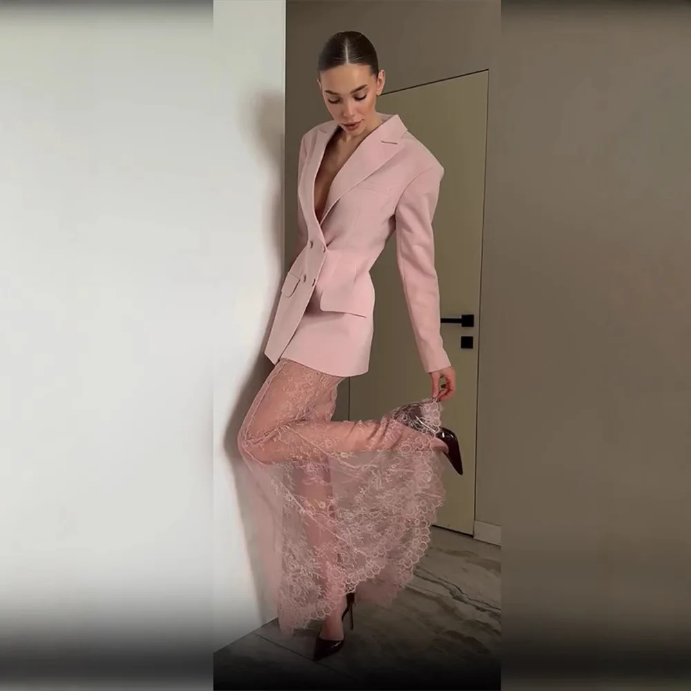 

Zekye женский классический костюм с кружевной юбкой, комплект из двух предметов, одинаковый комплект, новые товары, женская одежда серии Miu