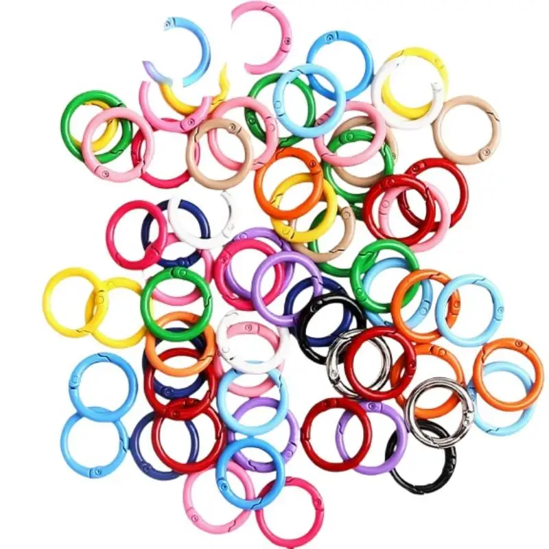 【Y】50pcs 25mm Spring O Buckle Ring/Paint Color Alloy Spring Buckle/Round Opening Spring Ring Keychain For Diy Keychain
