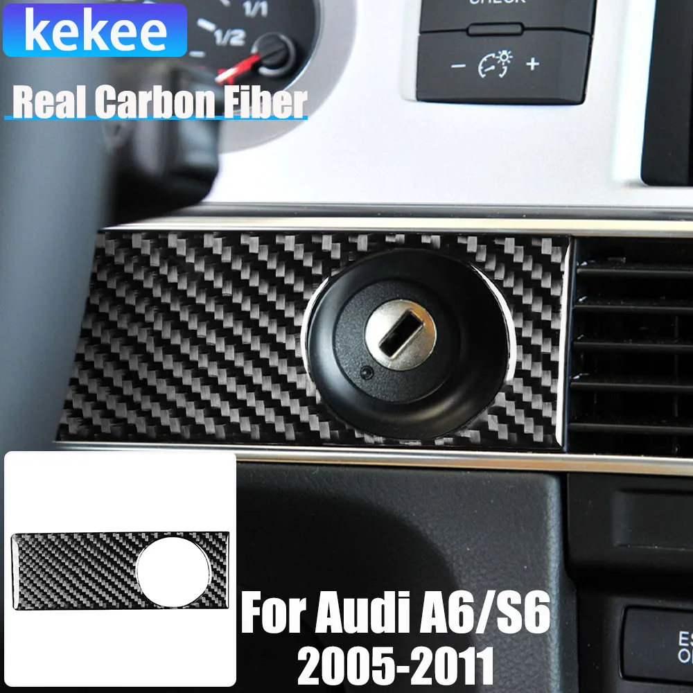 

Настоящие автомобильные аксессуары из углеродного волокна, накладка на запуск двигателя, мягкая наклейка для Audi A6/S6 C6 2005 2006 2007 2008 2009 2010 2011