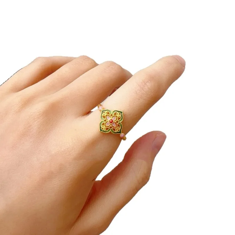 مجوهرات صينية جديدة، خاتم سائل اليشم، مزاج مجوهرات المينا الصغيرة والرائعة، مجوهرات فاخرة وراقية، يوميًا