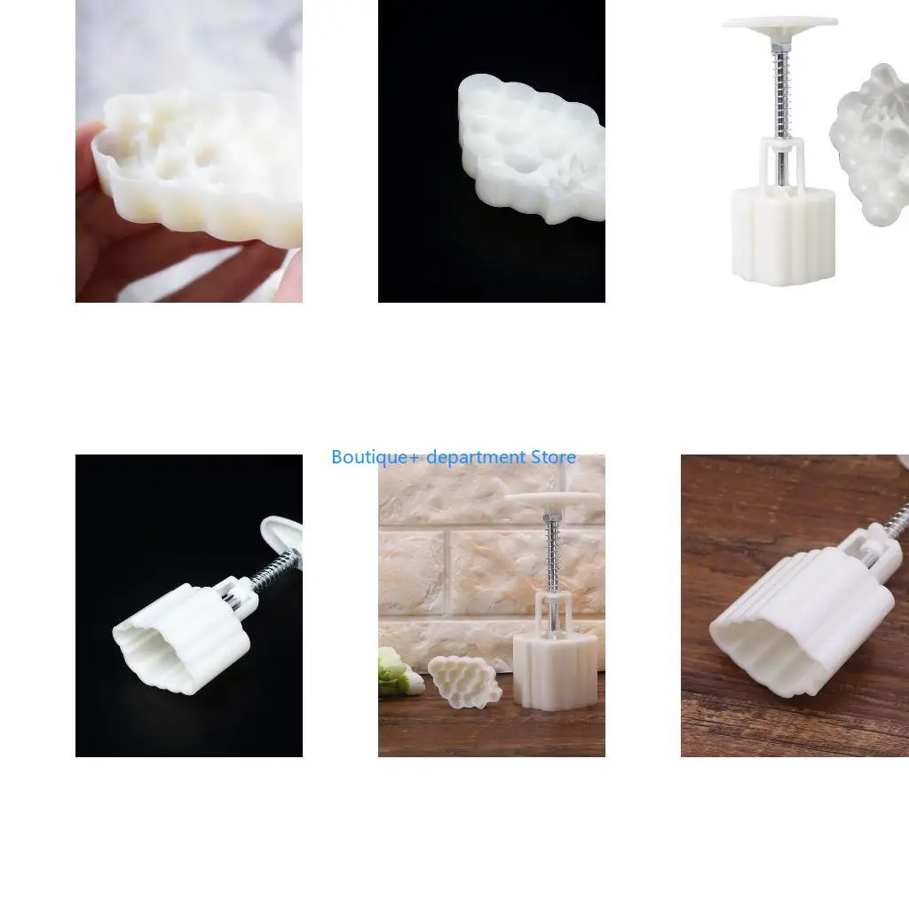 E1PD Plastic Mooncake Mold Grape 3D Stamp Cookie Cutter Molds 25g Or 50g DIY