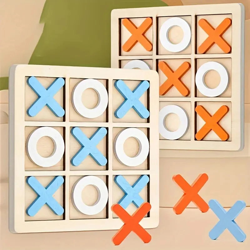 2 Stück, Tic Tac Toe Brettspiel – klassisches Familienspiel für Kinder