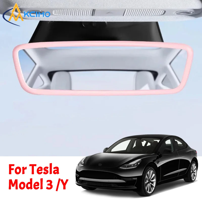 

For Tesla Model 3 Y New RearView Mirror Protector Frame Interior Accessories Rearview Mirror Protector Trim Silicone Rubber Cas