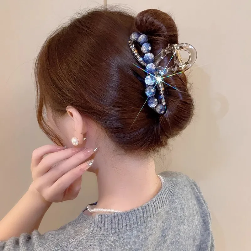 

French new light luxury flash diamond grab clip women's large fashion hair shark clip