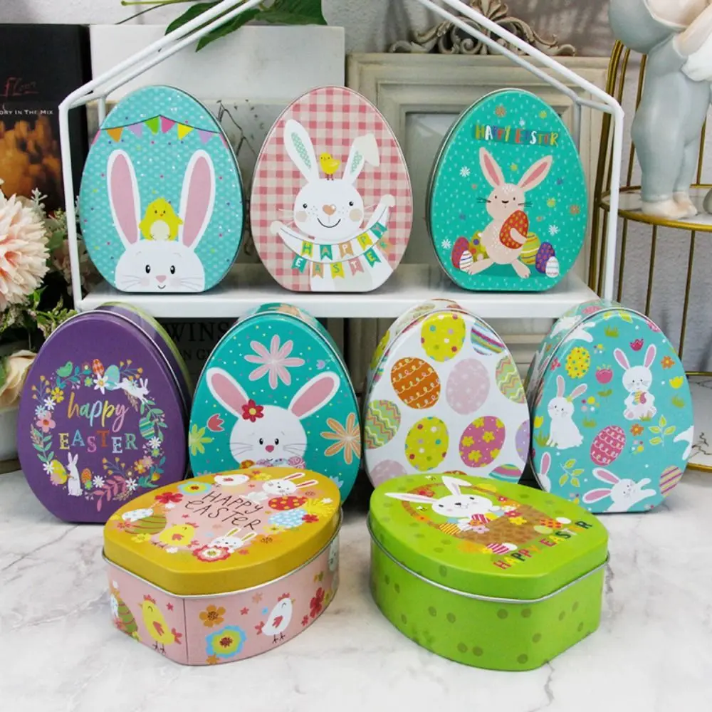 

Jewelry Organizer Case Metal Easter Egg Candy Box Exquisite Cartoon Rabbit Iron Box Small Cut Storage Box Cosmetic