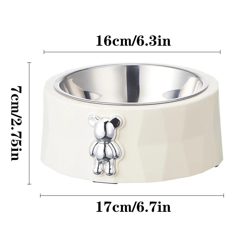 Pet Supplies Pet Stainless Steel Bowl Diamond Bear Pet Bowl Cat Food Bowl Dog Food Utensils Anti slip Anti overturning Dog Bowl