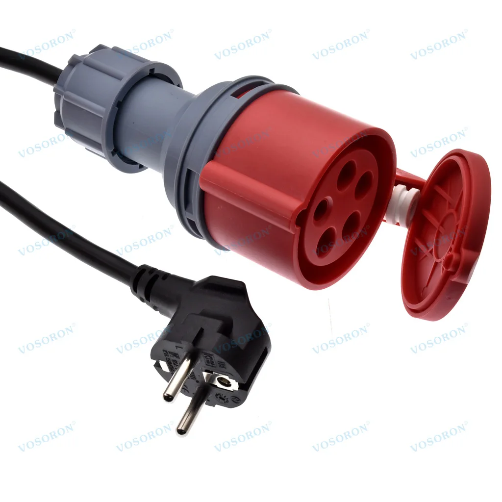 

Зарядное устройство для электромобилей, гнездовая вилка CEE, 5-контактный красный адаптер CEE для Schuko, настенная розетка, удлинительный кабель для подключения с 3-фазным зарядным устройством 11 кВт, 16 А