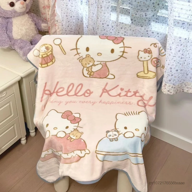 Sanrio Hello Kitty Blanket Aesthetic Cute Pink Plush Small Blankets Soft Aircondition Blanket Sofa Shawl Lounge Chair Knee Towel