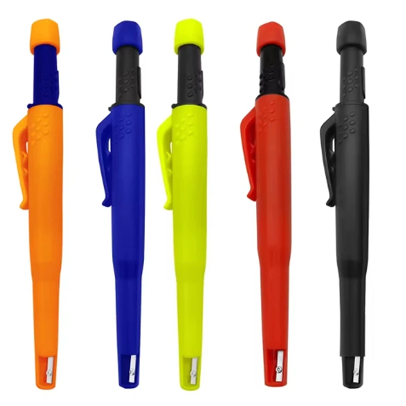 

A26I-5PC Woodworking Construction Solid Carpenter Mechanical Pencil With Sharpener With Pen Cap Pencil Office Supplies