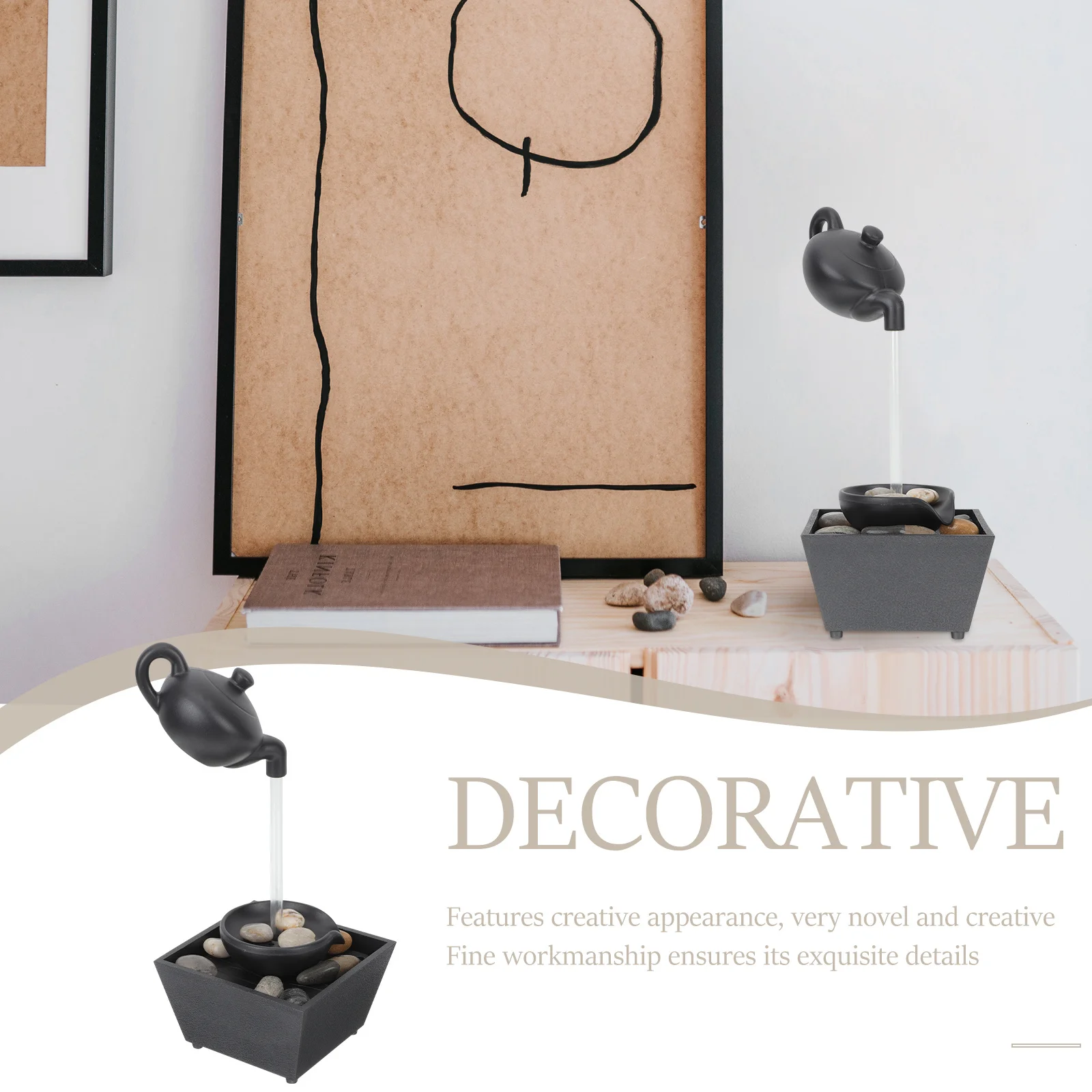 

Suspended Teapot Running Water Ornament Waterfall Desktop Fountain Decor No Home Running Water Adornment