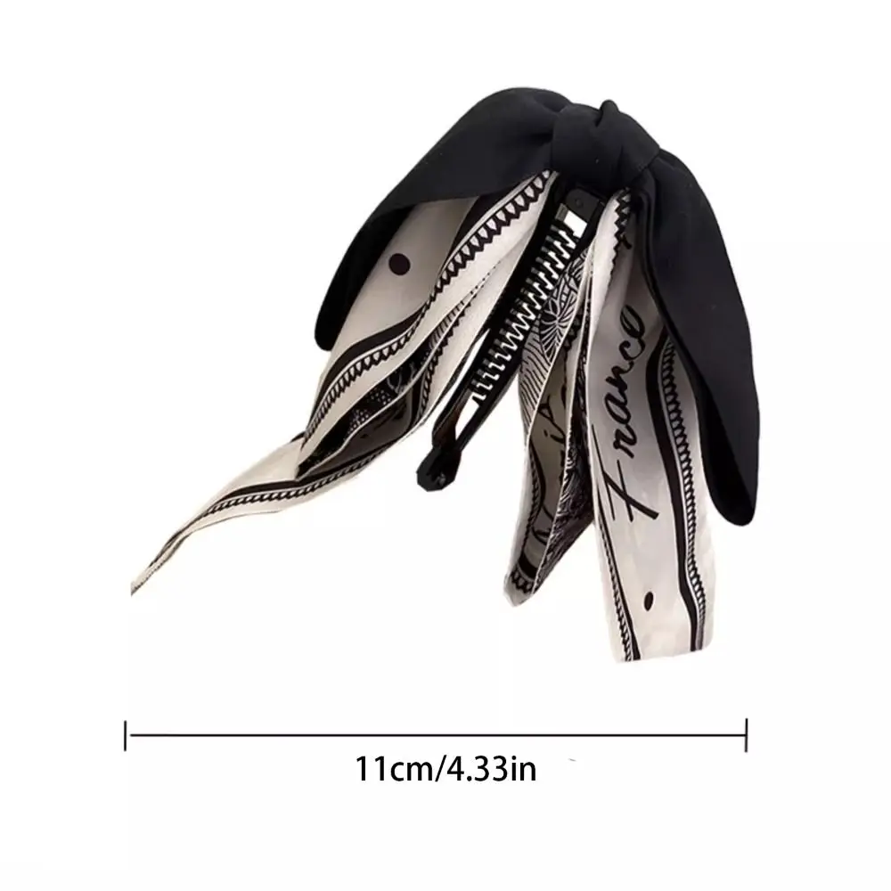 Sweet Ribbon Bow Banana Clip Hairpin Korean Style Hair Claw Headdress Headwear Vertical Clip Women