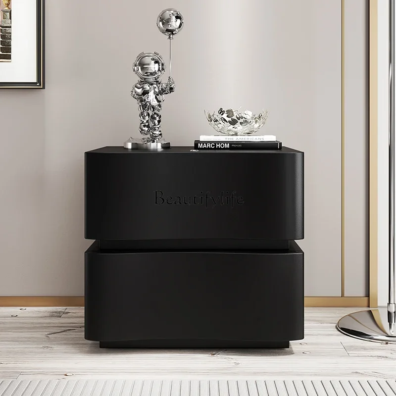 

P13Modern simple light luxury high-end atmosphere light solid wood leather bedside table household bedroom