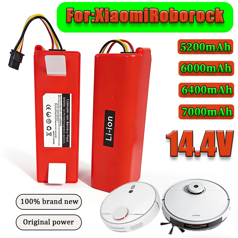 

Replacement Battery for Xiaomi Roborock S55 S60 S65 S50 S51 S5 MAX Robot Vacuum Cleaner S6 Parts 14.4V 6000mAh 7000mAh