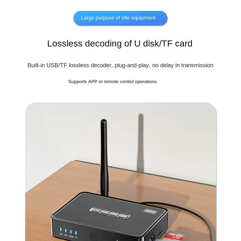 A62T-بلوتوث استقبال الصوت الارسال 5.1 NFC ستيريو 3.5 مللي متر AUX RCA البصرية HiFi محول الصوت اللاسلكي مع جهاز التحكم عن بعد