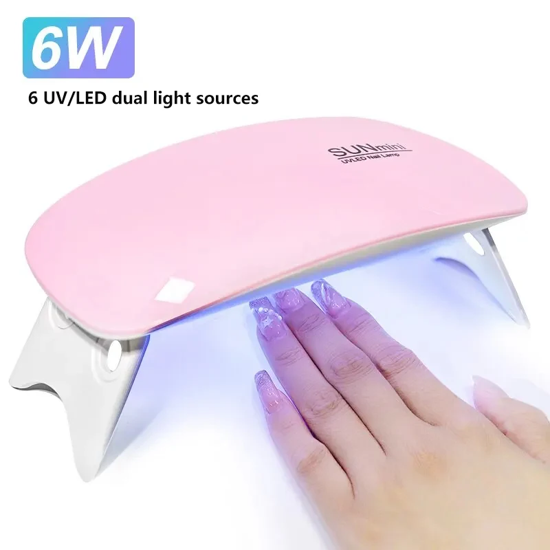 6W Mini Nail Droger Machine Draagbare 6 Led Uv Manicure Lamp Thuisgebruik Nagellamp Voor Het Drogen Van Polish Vernis Met Usb-Kabel