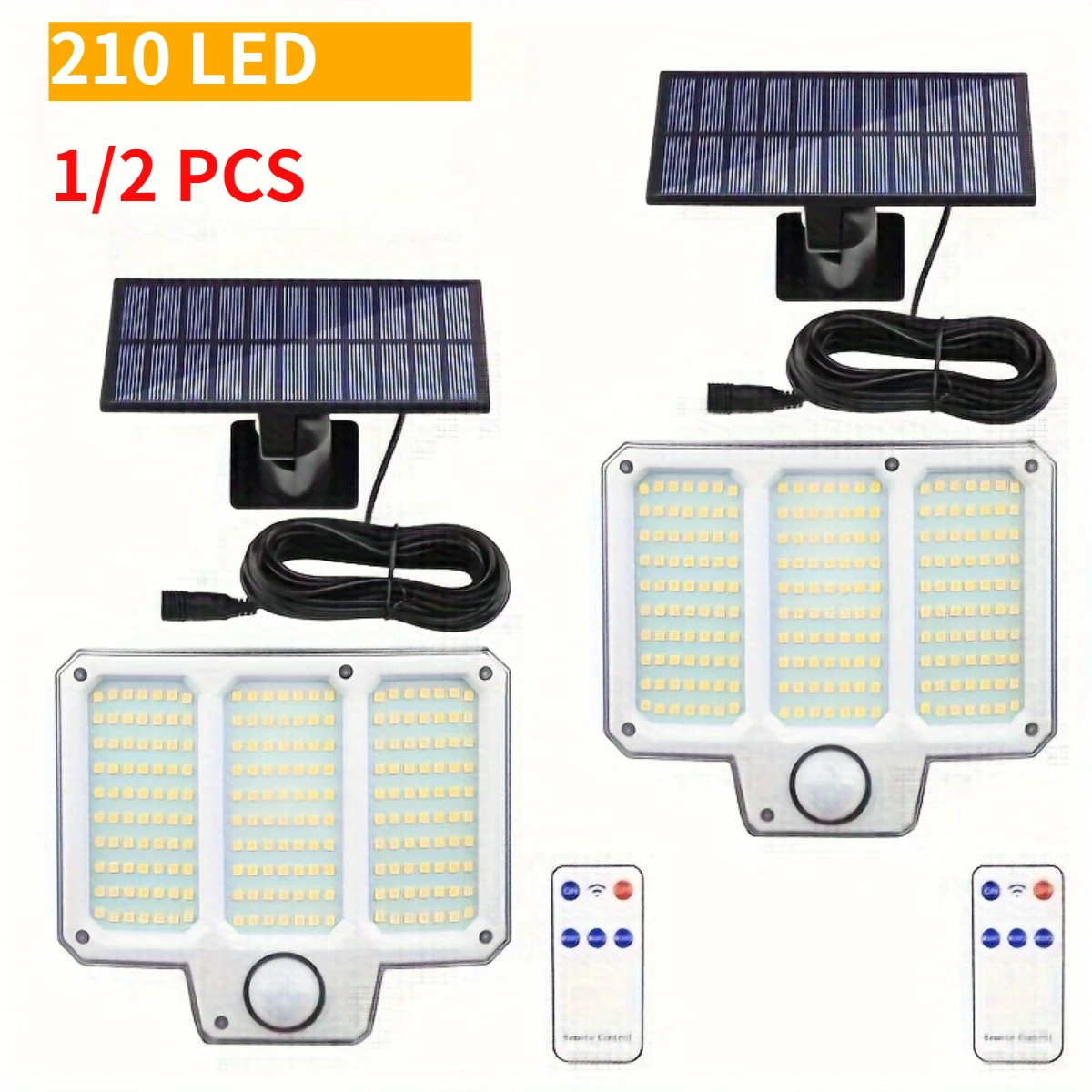 

1/2 шт. уличные солнечные уличные фонари 210 светодиодные фонари с датчиком движения с дистанционным управлением водонепроницаемый 3 режима солнечный настенный светильник для патио и гаража