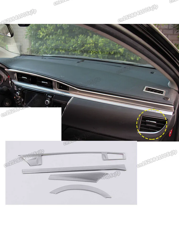 matt silver car dashboard central console air vent strip chrome for toyota corolla 2014 2015 2016 e170 interior accessories