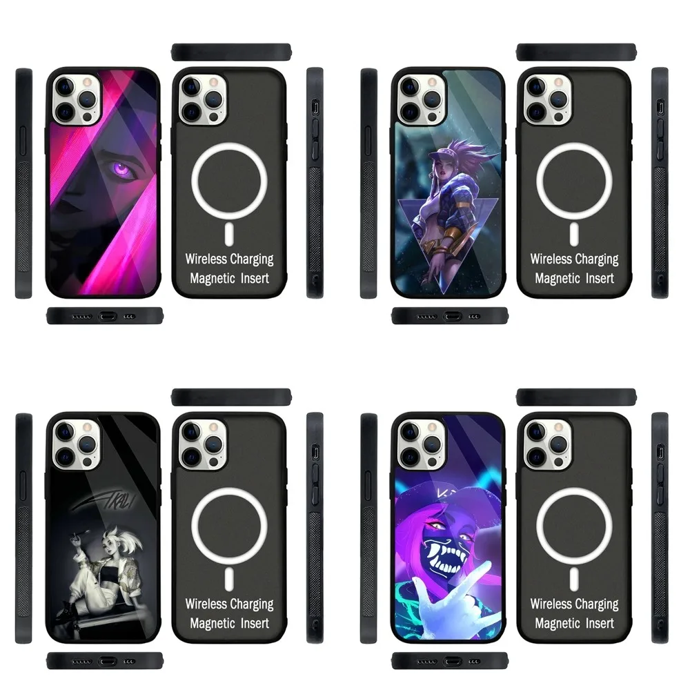 

L-LOL-KDA Akali Phone Case Strong Magnetic For IPhone 15,14,13,Pro,Max,Plus,11,12,Mini For Magsafe Wireless Charging