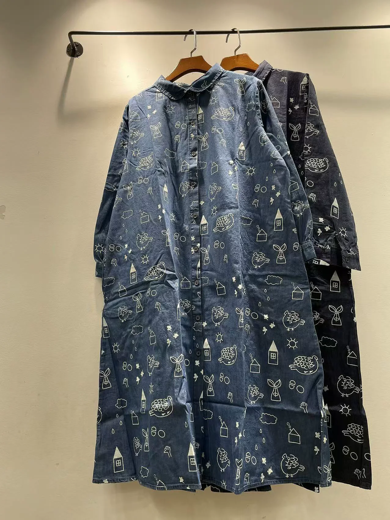 Vestido vaquero de moda Harajuku 2026 para mujer, estilo japonés con estampado de dibujos animados, camisa vaquera original de marca, vestido largo de mezclilla.