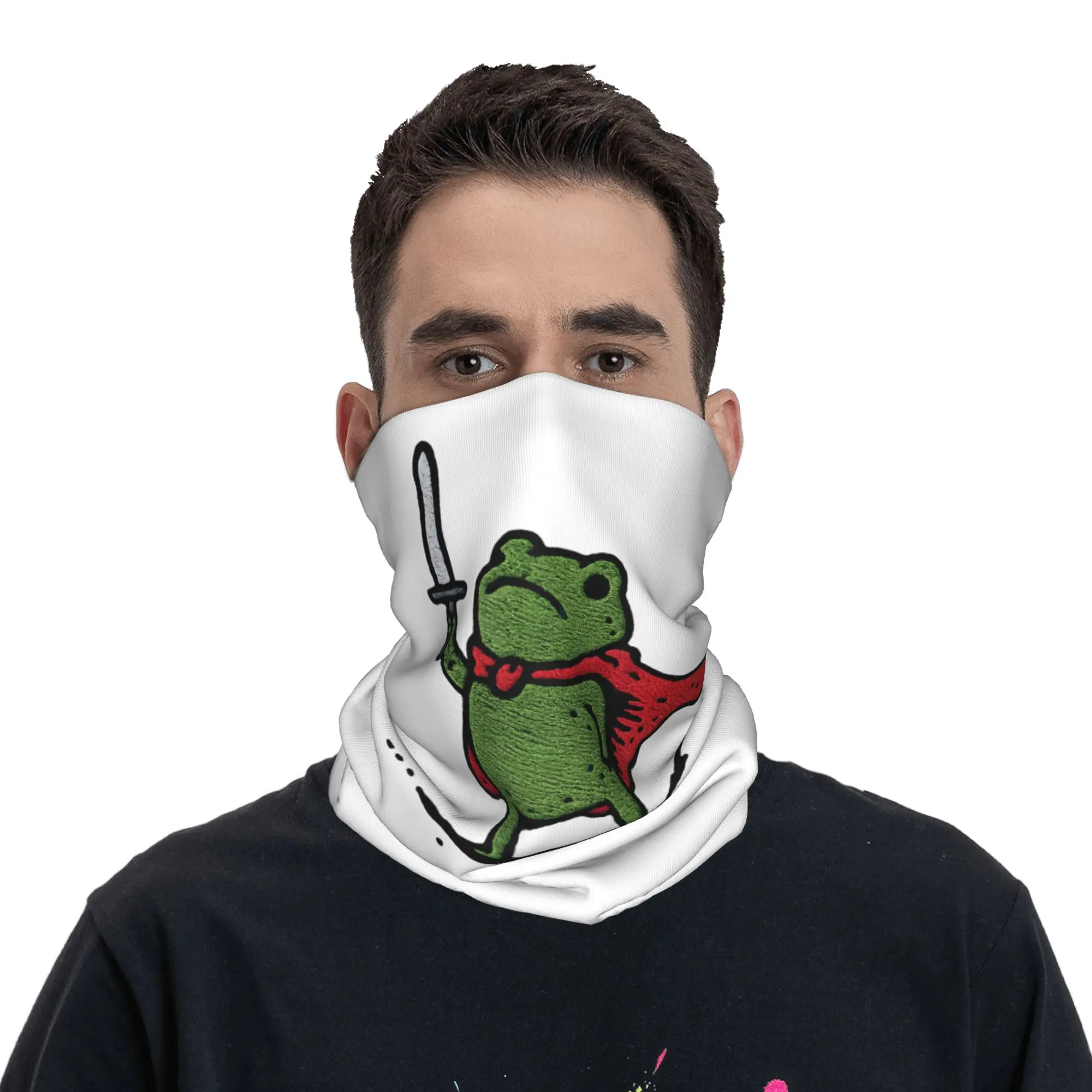 Huzzah Frog Cute Knight Meme Bandana Neck Cover Printed Funny Sword Fantasy Balaclavas Face Mask Scarf Multi-use Headband Adult - view 3