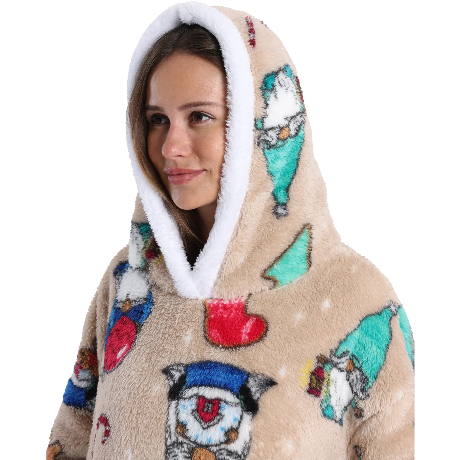 Oversized Warm Winter Fleece Fluffy Fuzzy Wearable Blanket Thick Hooded Blanket Hoodie Sweatshirt for Adults Men Women Christmas