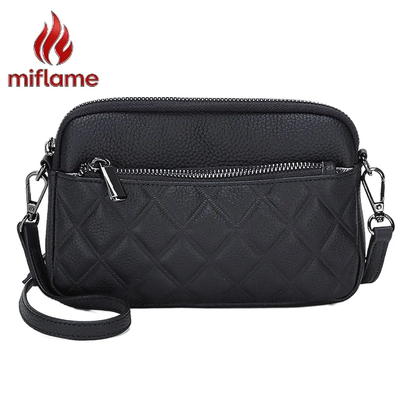 

Women's Quilted Handbag Shoulder Crossbody Bag Genuine Leather Small Clutch Purse Wristlet Casual Evening Trendy