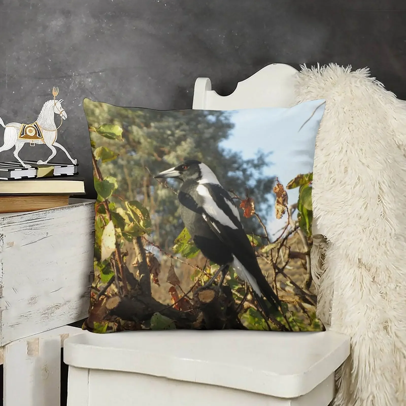 Australian Magpie - Male Throw Pillow Pillow Cover Pillow Case