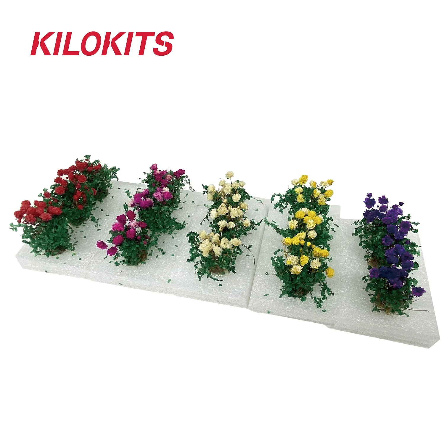 2-Pack Simulation Shrub Bush Flowers for Modelling Building Decoration Architectural Sand Table Railway Terrain Scenery