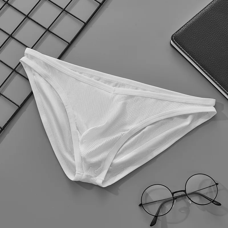 Viscous fiber men's underwear, low waisted V-shaped, fashionable, breathable, comfortable triangle pants, sexy bikini 3PCS