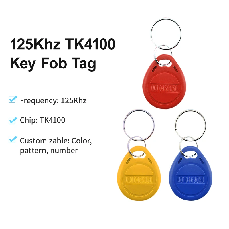 10pcs TK4100 125kHz RFID ID Tag ABS Material Customizable RFID Key Fobs Tag Key for Access Control System and Attendance