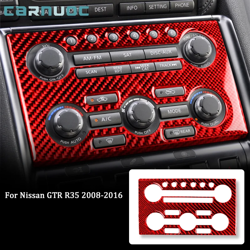 

Carbon Fiber Car Interior Central Control CD Panel Frame Cover Decoration Stickers Accessories For Nissan GTR R35 2008-2016