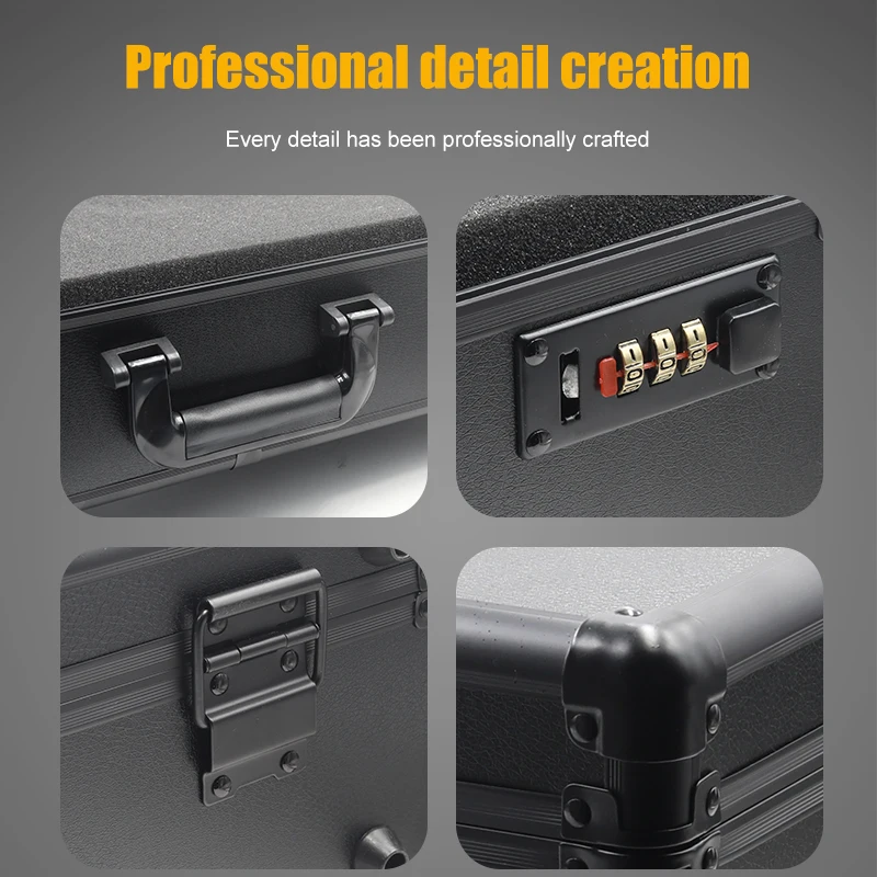 Premium Full Black Aluminum Alloy Combination Box-Versatile Storage Solution,for Tools,Documents,and Gifts,Digital password lock