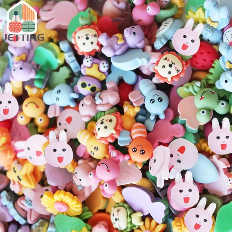 50Pcs Mixed Lots Cartoon And Animal Resin Flatback Cute Cabochons Decoden Pieces 3D Nail Charms For Nail Art Scrapbook