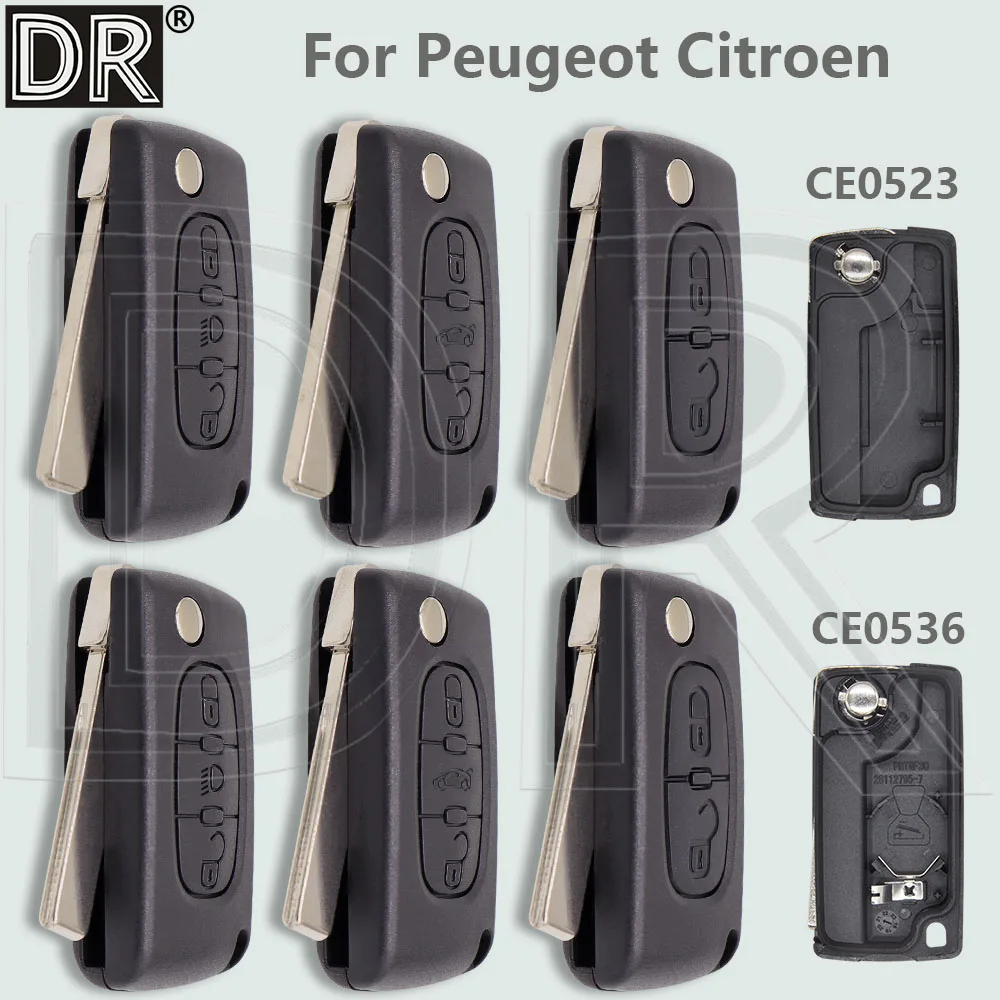 

DR Flip CE2023/CE0536 HU83/VA2 Чехол для автомобильного ключа для Peugeot 207 208 308 407 CC SW Citroen Xsara Picasso Berlingo C2 C3 C4 C5