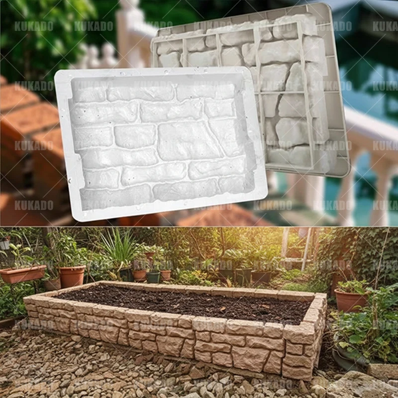 Flower bed fence brick cement mold courtyard renovation green belt imitation stone ancient brick precast concrete products
