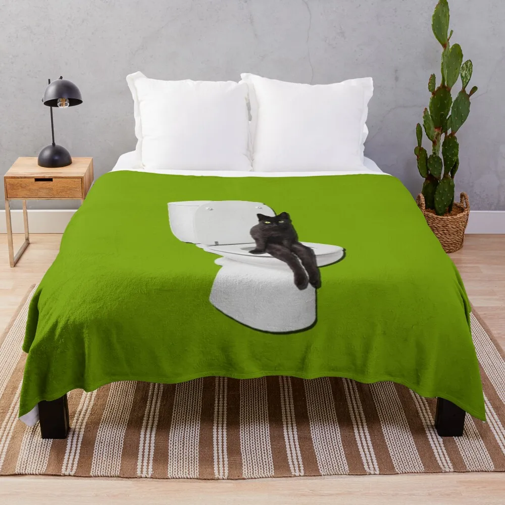 

Toilet Cat Throw Blanket Anti Shedding Soft Fuzzy Blanket for Home