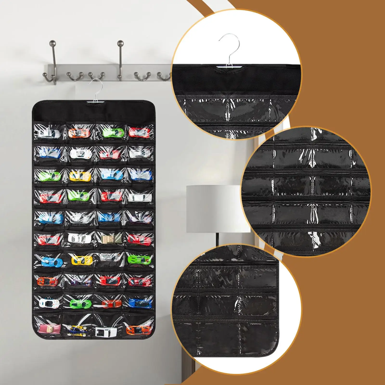 لعبة سيارة معلقة منظم 80 جيوب متعددة الأغراض تخزين منظم تخزين حامل للقلائد والأقراط باب خزانة غرفة النوم #5