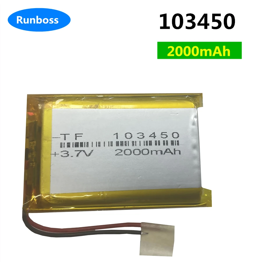 1-5PCS 103450 3.7V 2000mAh Rechargeable Li-Polymer Lion Battery For MP4 DVD DVR LED MP5 GPS Bluetooth Headset Speaker Massager