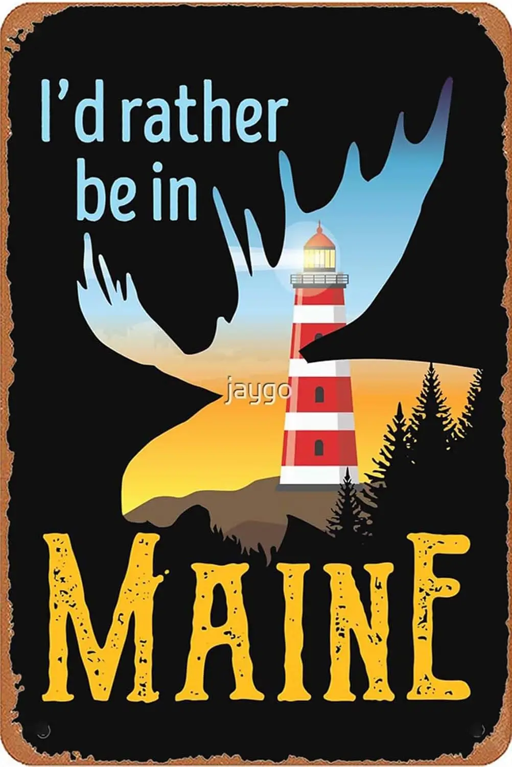 New Vintage Metal Tin Sign I'd Rather Be In Maine Man Cave Christmas Halloween Girlfriend Boyfriend 8