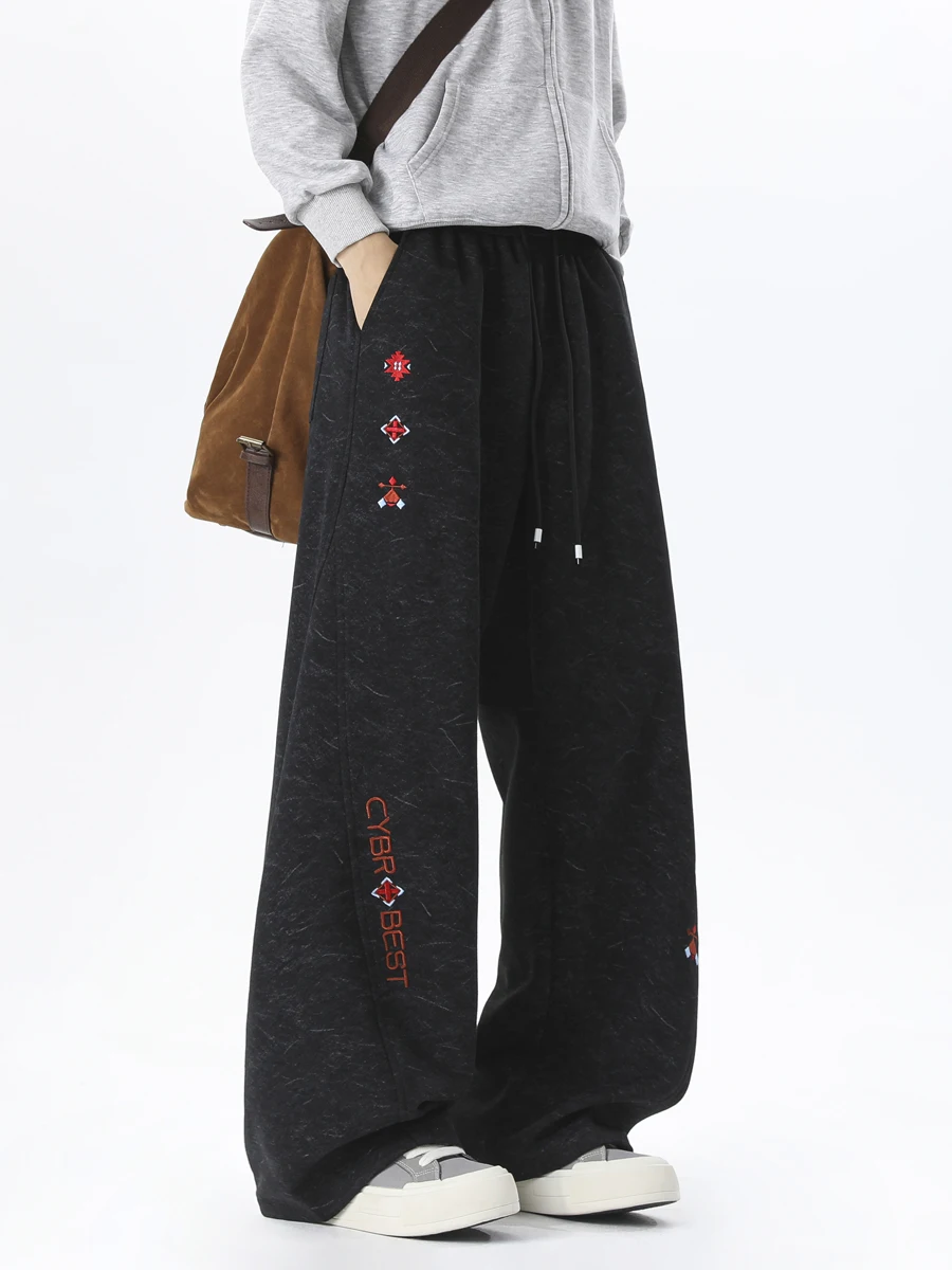 

Брюки Bla Tie Dye с вышивкой, прямого кроя, повседневные, для подростков и молодежи, удобные, дышащие, мягкие