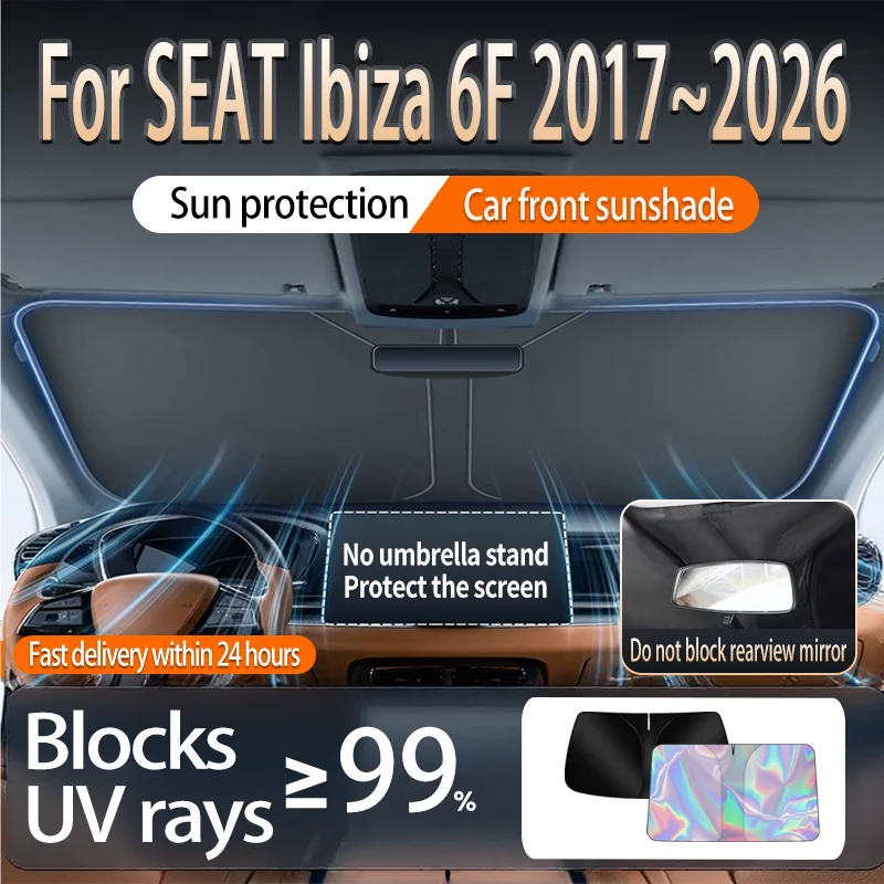 

Складной отражатель солнцезащитный козырек для SEAT Ibiza 6F 2017 ~ 2026 2020 автомобильный солнцезащитный козырек на лобовое стекло теплоизоляция летние автоаксессуары