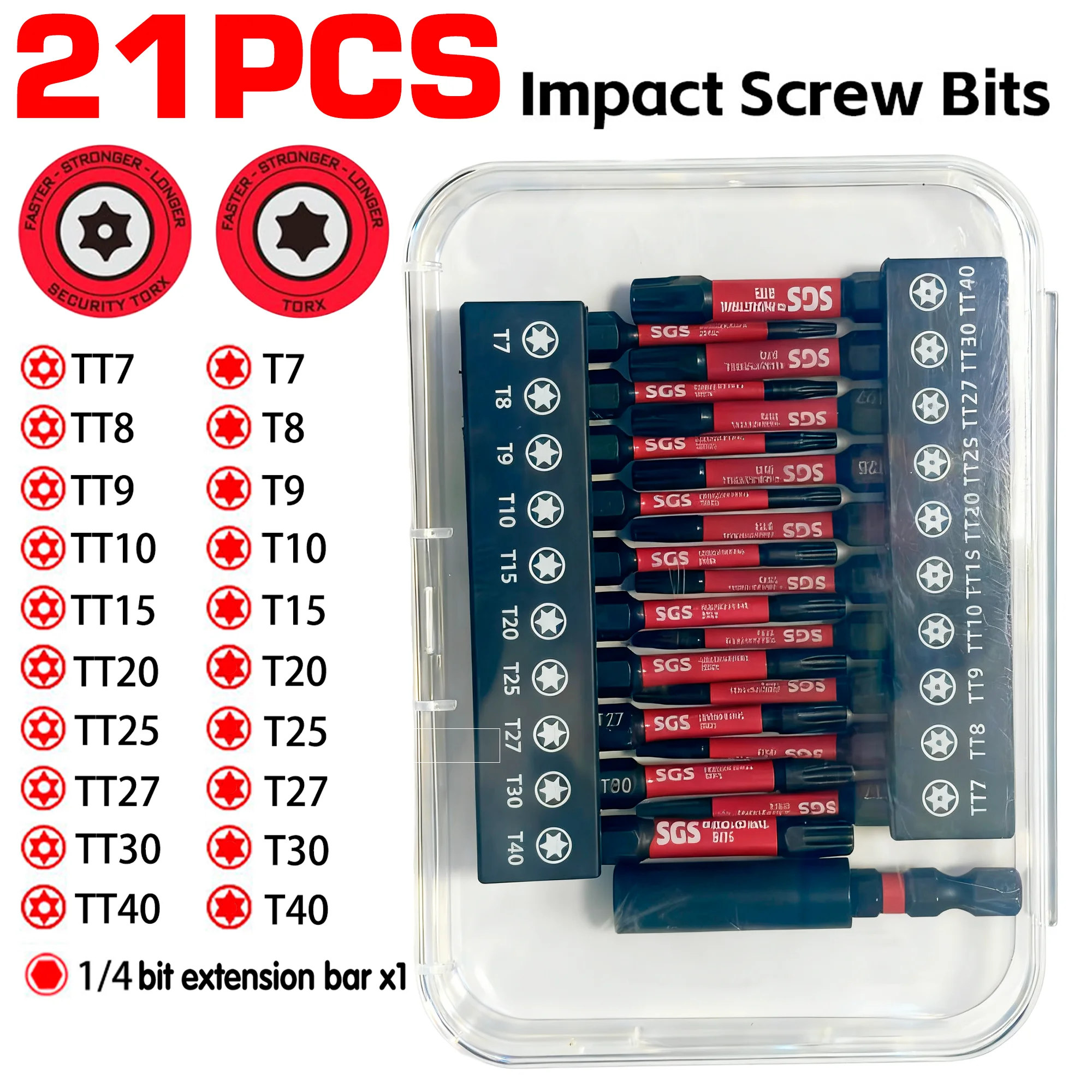 10/21-Piece Professional High-End Super Strong Magnetic Screwdriver Bit Set, 50mm Long, Phillips and Tamper-Proof Phillips Types, with Extension Rod, Made of High-Strength S2 Steel, Carbon Black Oxidation Treatment, Wear-Resistant/Impact-Grade/Rust-Proof, Suitable for Electric Drills/Homemade DIY (Self-Repair and Crafts)/Mechanical Repairs/Electronic Equipment Installation/Furniture Assembly