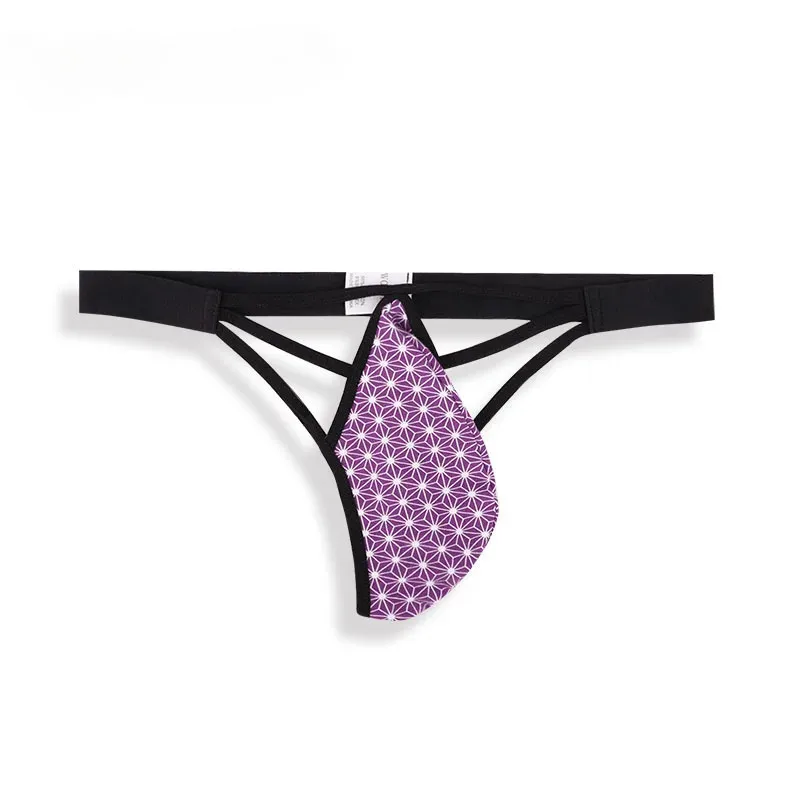 Men Cotton Underwear Low Waist G-String Thongs U Convex Pouch T-back Panties