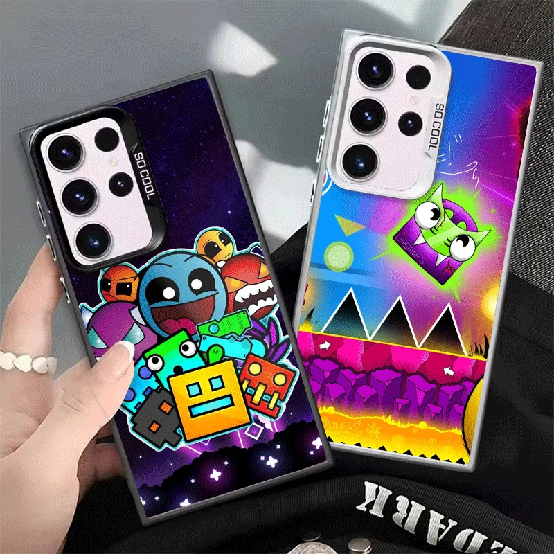 Funda Protectora Antigolpes para Teléfono con Diseño de Geometry Dash para Samsung Galaxy S26 Edge S25 Ultra S24 FE S23 Plus S21
