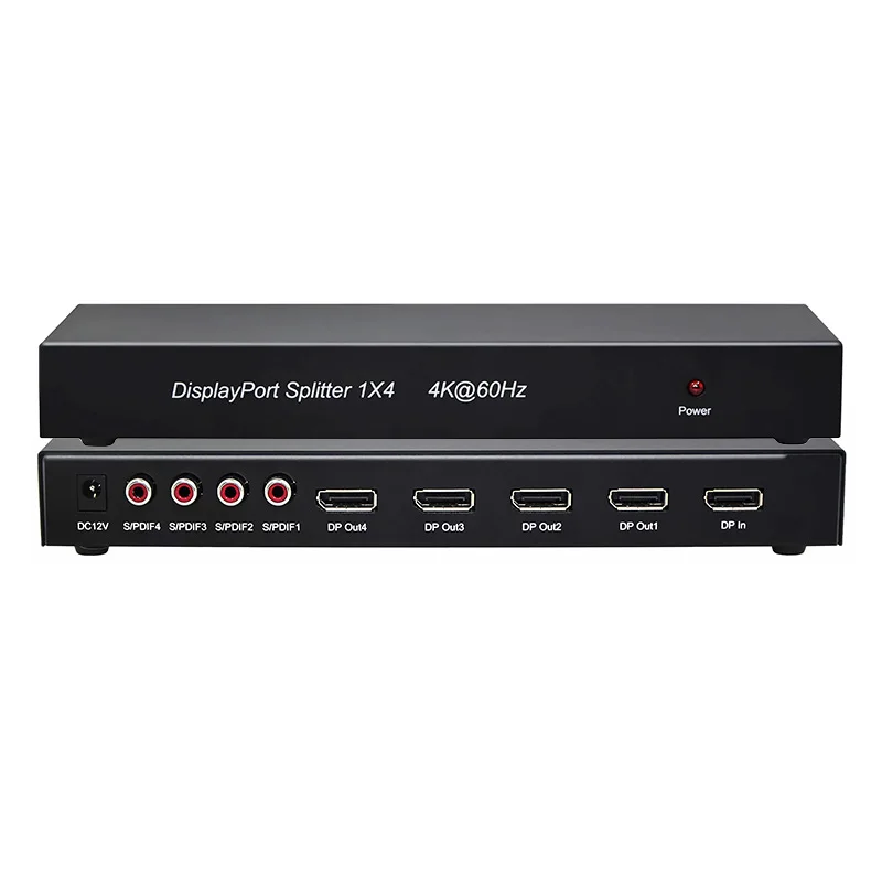 Factory Best Price Display Port 4K60Hz 1.2 DP Splitter 1X4 1 in 4 Out DP to 4 DP Splitter with Digital Audio