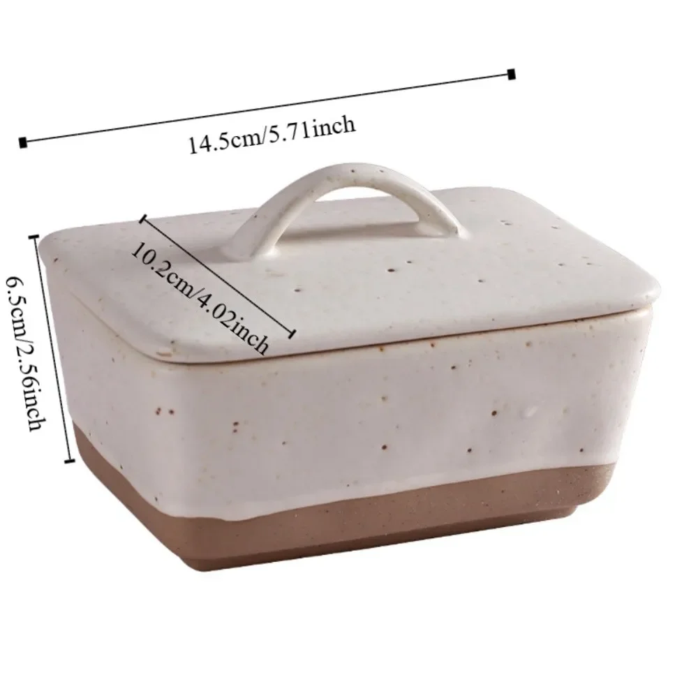 Creative Rectangular Vintage Ceramic Butter Box Anti-odor with Lid Butter Plate Nordic Style Dustproof Butter Dish Bread