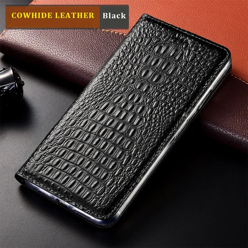 Cowhide Genuine Leather Case For Samsung Galaxy Note 20 10 9 8 5 Plus Lite Note20 Ultra Magnetic Crocodile Leather Flip Cover