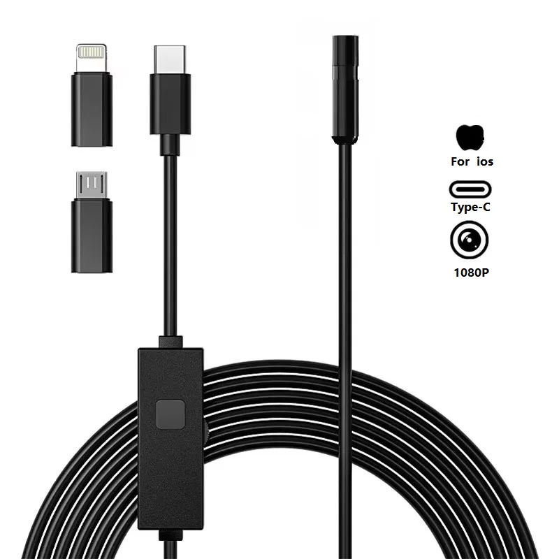 8MM TYPE-C Android Endoscope HD Camera IP67 Waterproof 8 LED Adjustable Borescope Mini Camera for Sewer Pipeline Inspection